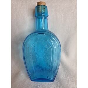 7" Wheaton Blue Horseshoe Bitters Retro Bottle 1960's 70's With Cork